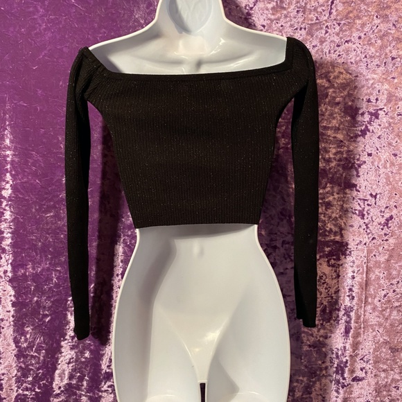 KENDALL & KYLIE BLACK AND SPARKLY CROP SWEATER - Picture 3 of 3